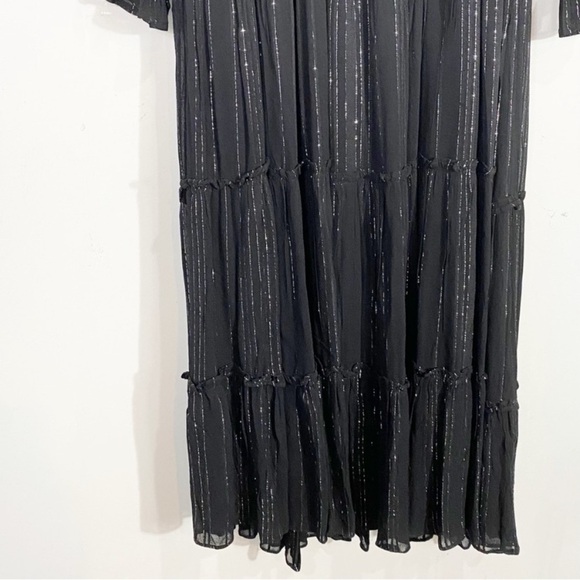 ELAN Shimmer Stripe Maxi Dress Black Silver - Picture 13 of 15